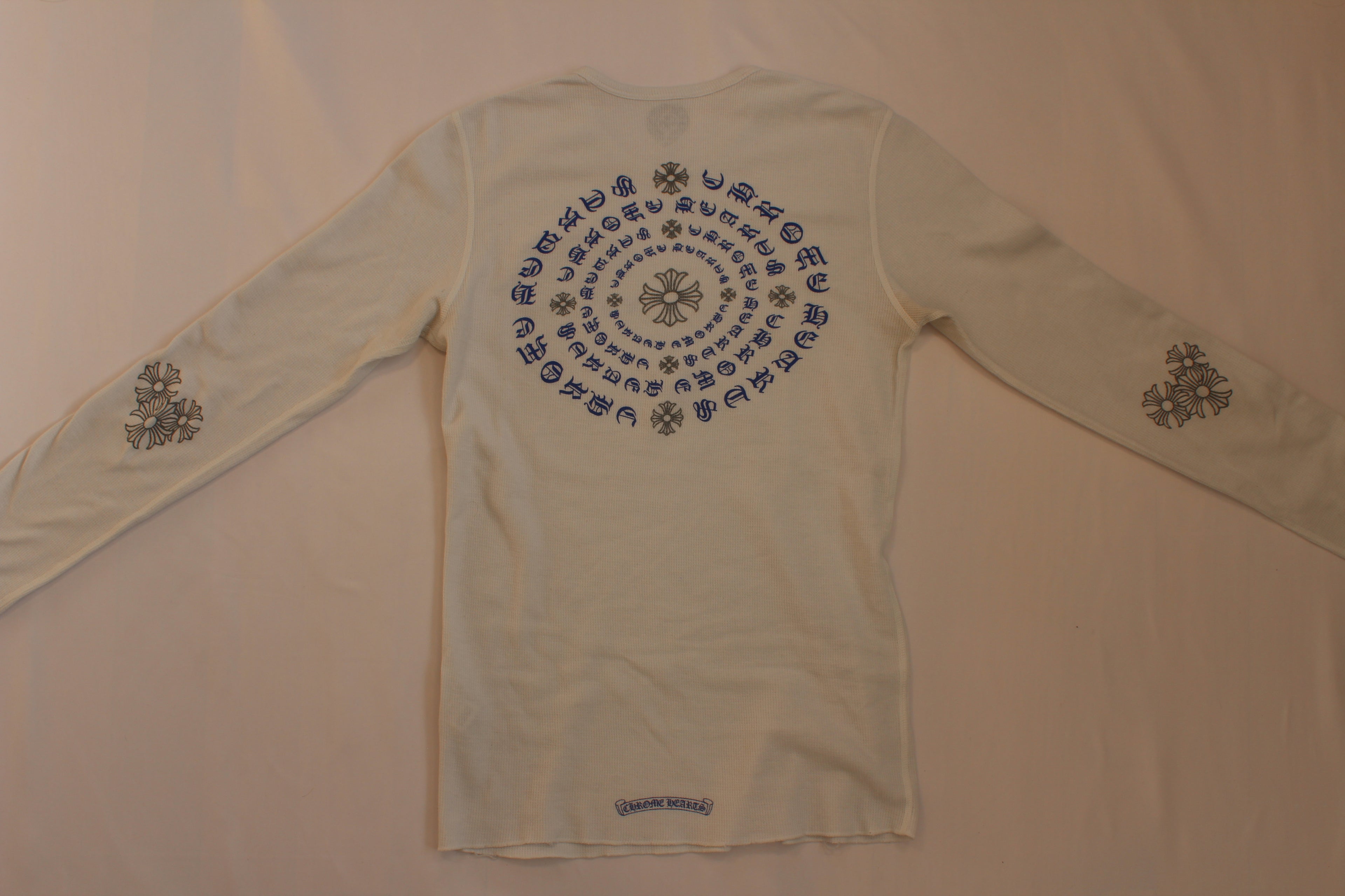 Chrome Hearts White Cemetery Cross Back Print Long Sleeve T-Shirt