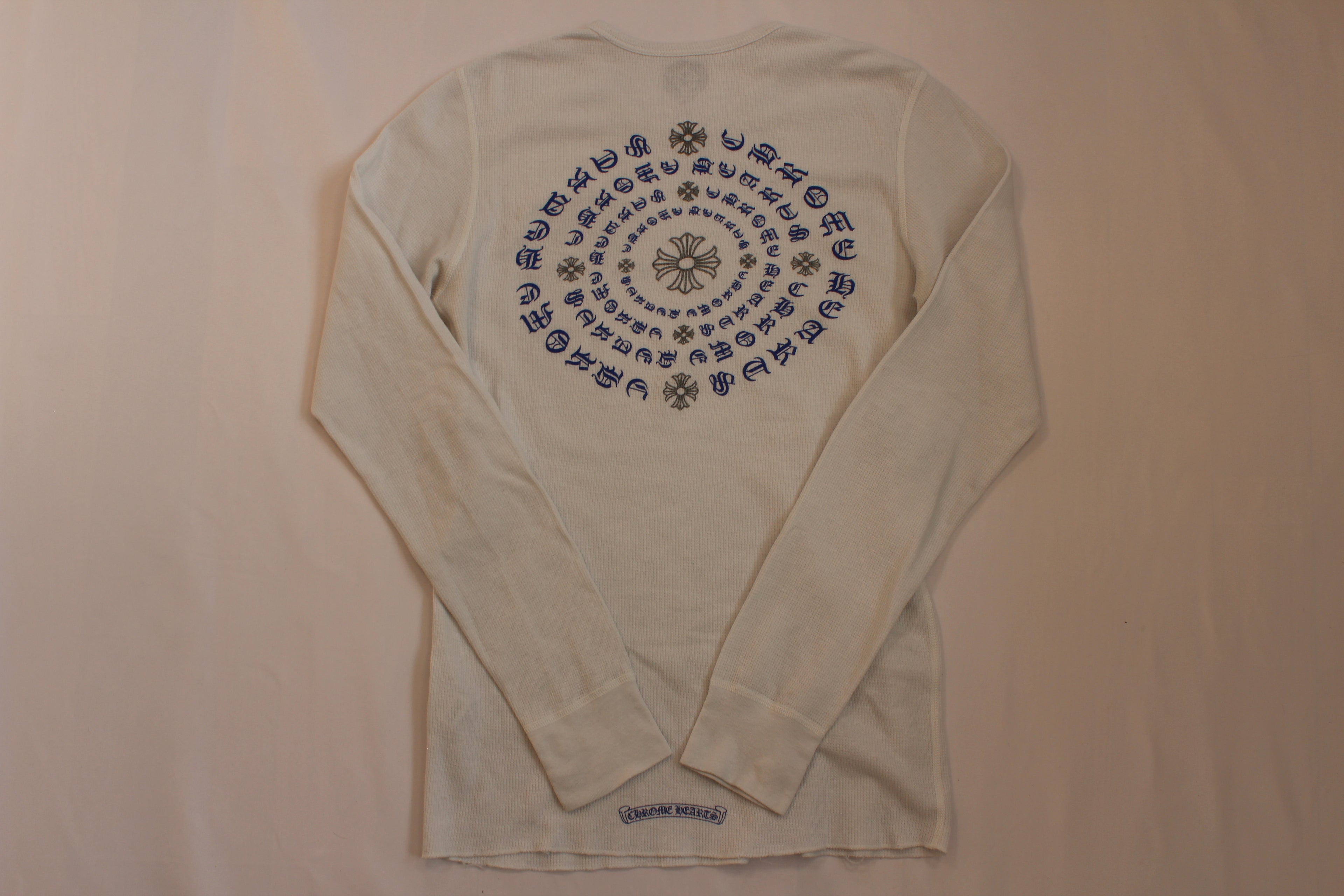 Chrome Hearts White Cemetery Cross Back Print Long Sleeve T-Shirt