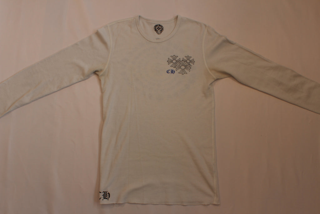 Chrome Hearts White Cemetery Cross Back Print Long Sleeve T-Shirt