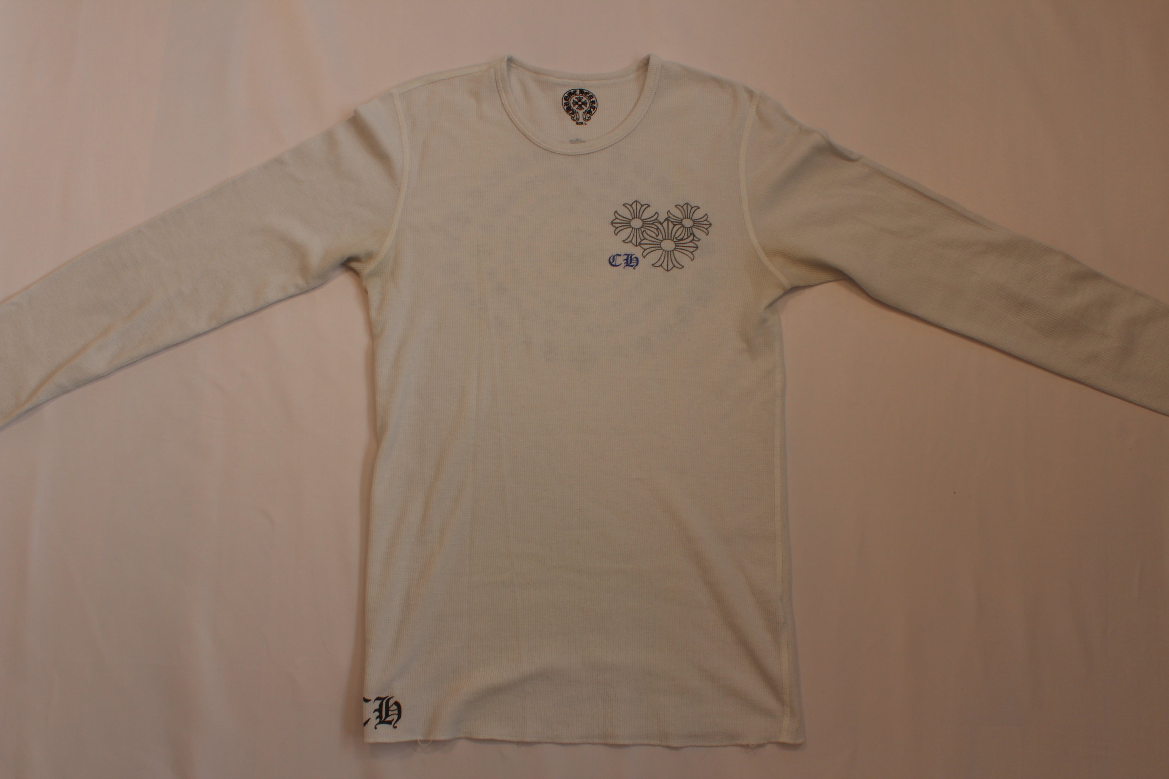 Chrome Hearts White Cemetery Cross Back Print Long Sleeve T-Shirt