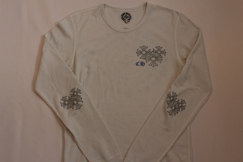 Chrome Hearts White Cemetery Cross Back Print Long Sleeve T-Shirt