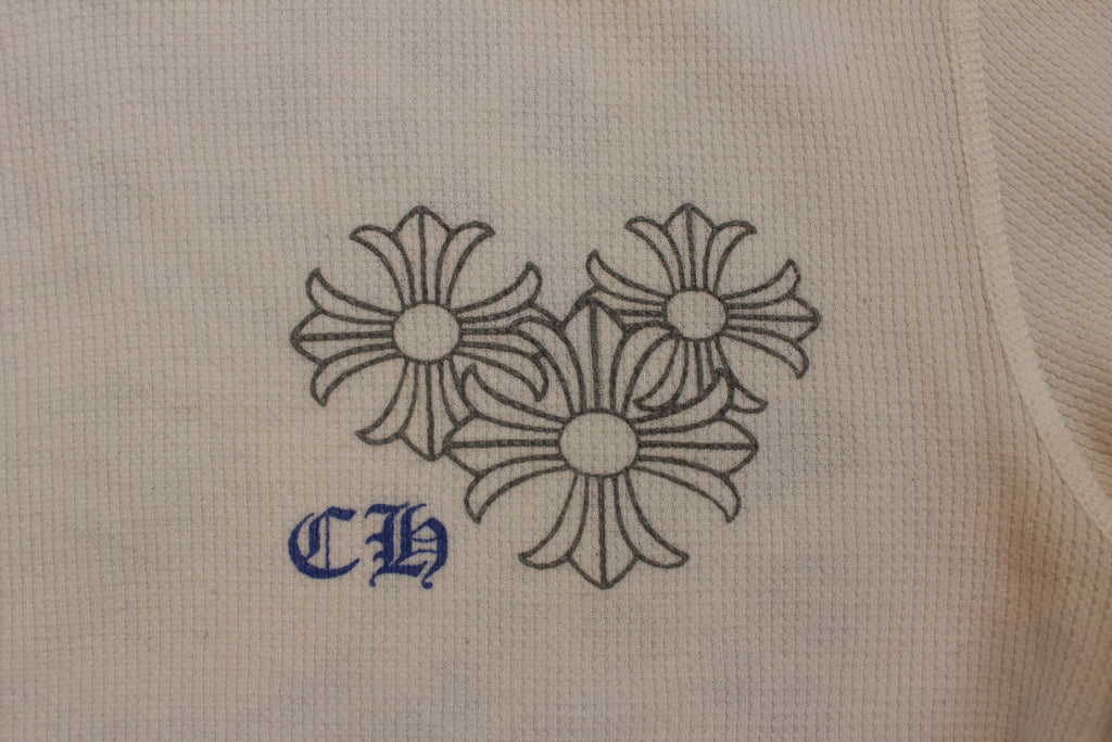 Chrome Hearts White Cemetery Cross Back Print Long Sleeve T-Shirt