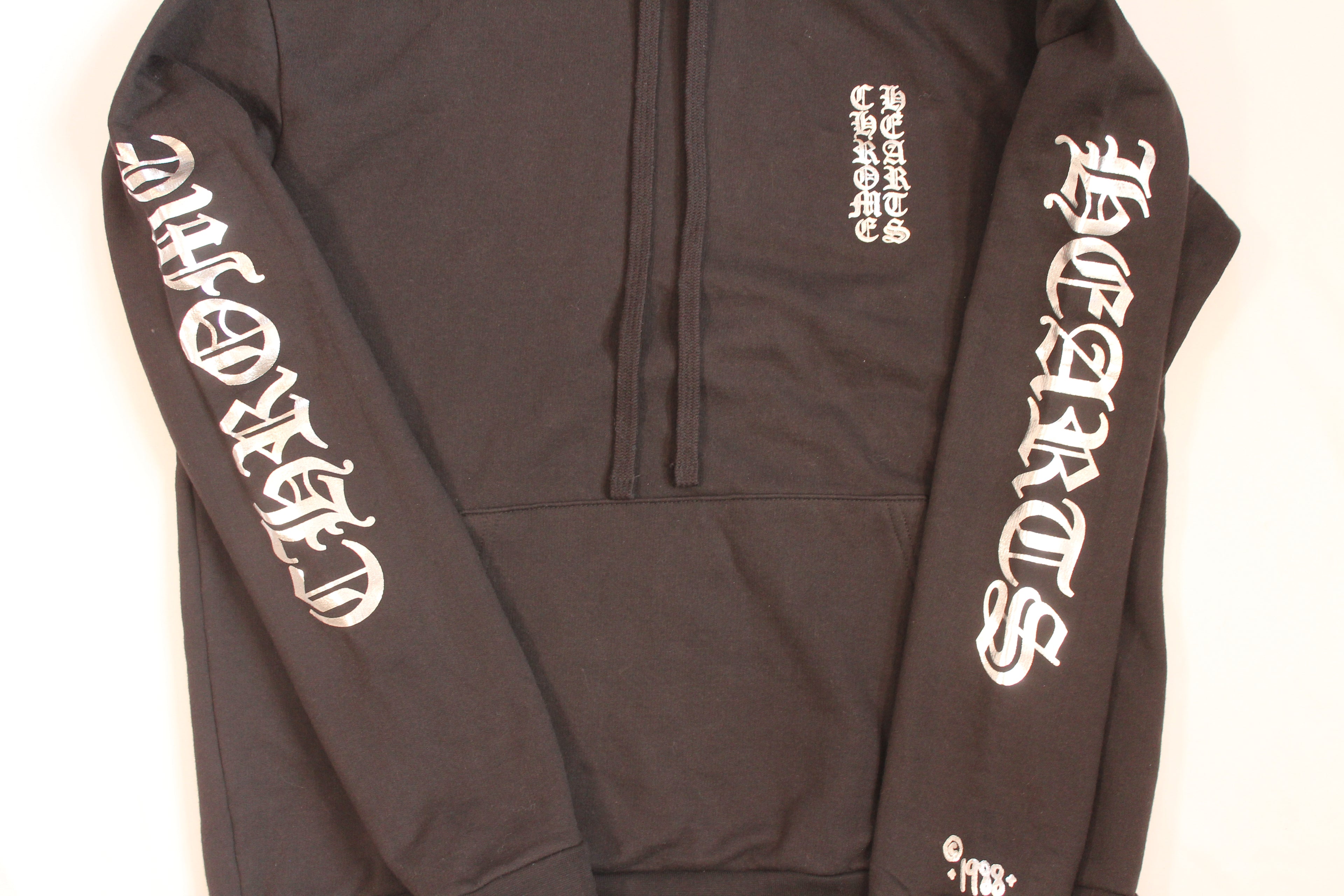 Chrome Hearts 1988 Silver Vertical Logo Hoodie