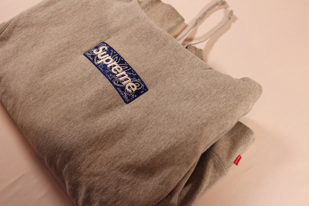 Supreme Bandana Box Logo Hooded Sweatshirt 'Heather Grey'