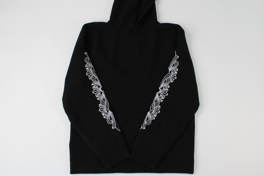 Chrome Hearts Cashmere Embroidered Floral Sleeve Hoodie