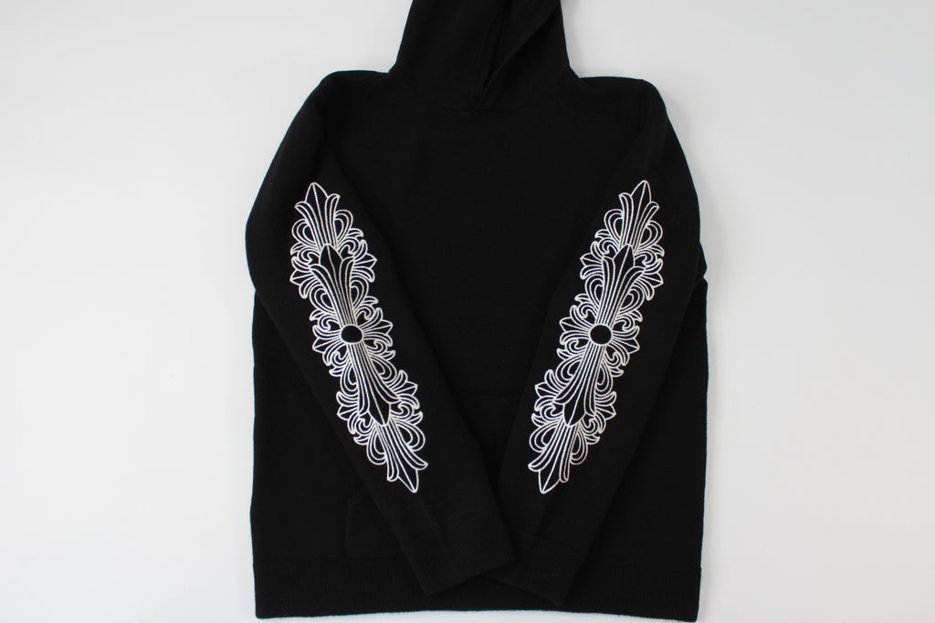 Chrome Hearts Cashmere Embroidered Floral Sleeve Hoodie