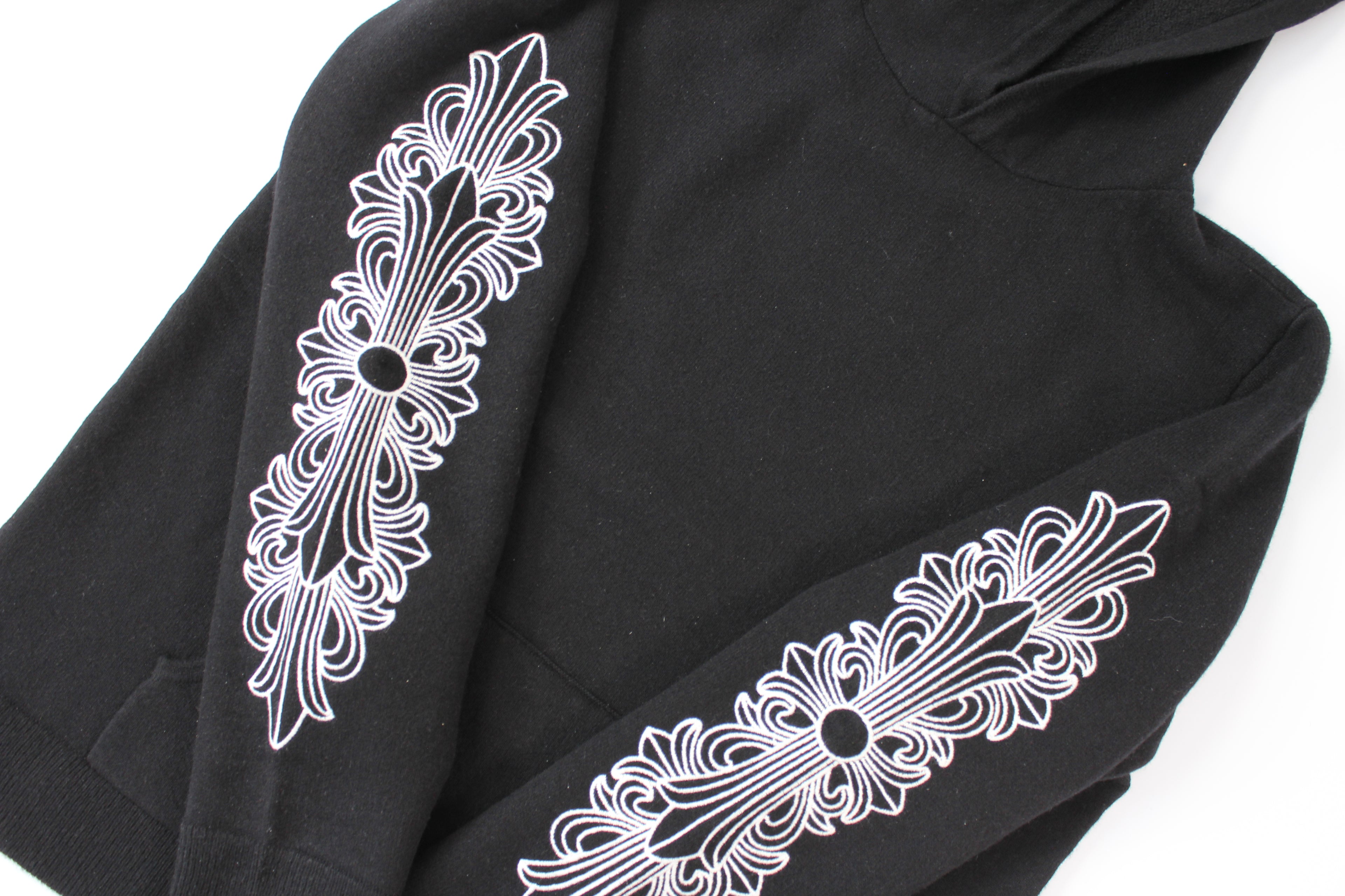Chrome Hearts Cashmere Embroidered Floral Sleeve Hoodie