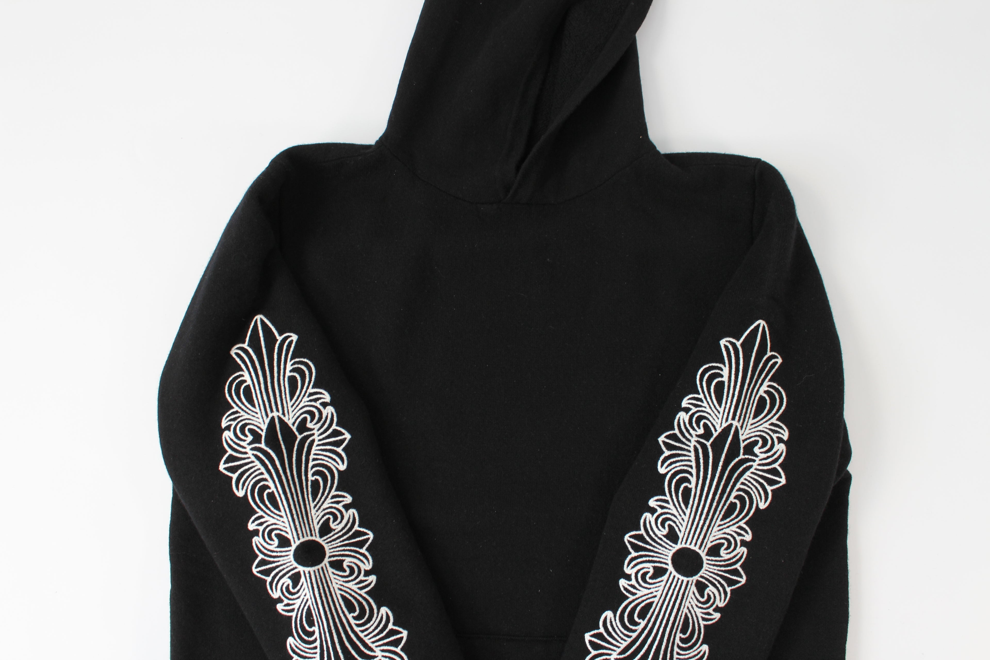 Chrome Hearts Cashmere Embroidered Floral Sleeve Hoodie