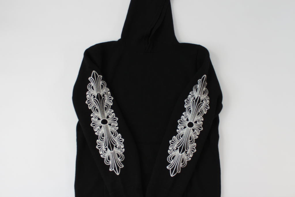 Chrome Hearts Cashmere Embroidered Floral Sleeve Hoodie