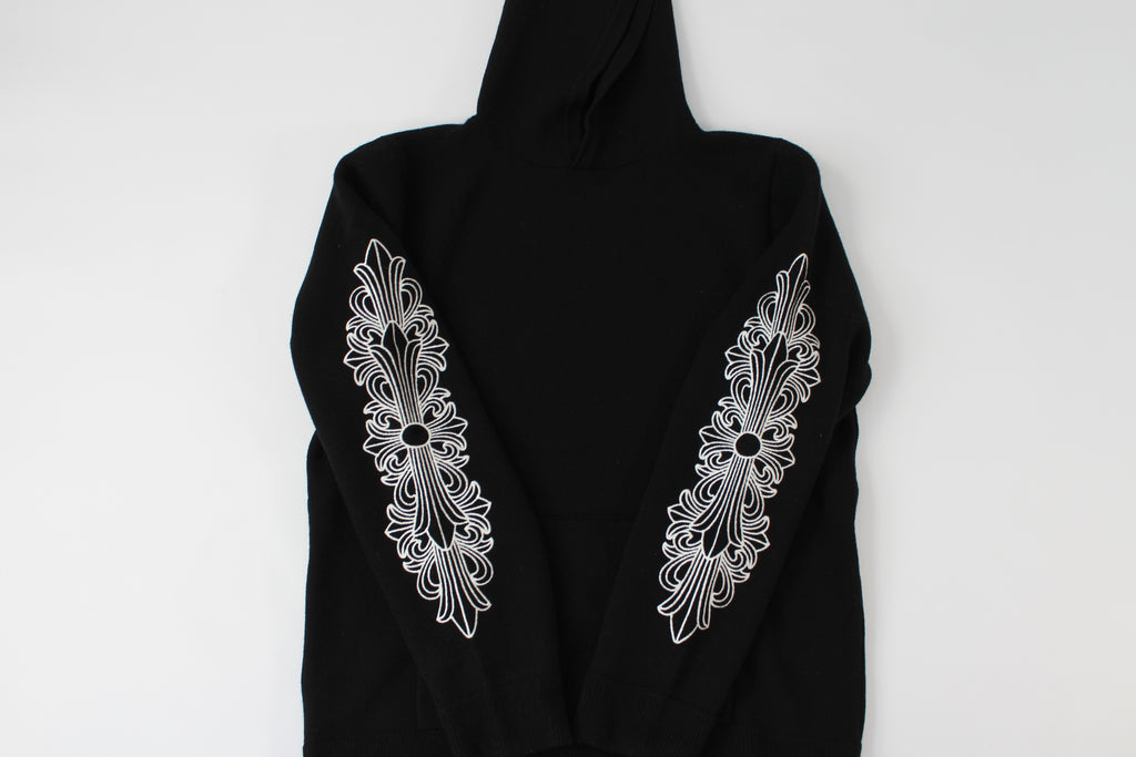 Chrome Hearts Cashmere Embroidered Floral Sleeve Hoodie