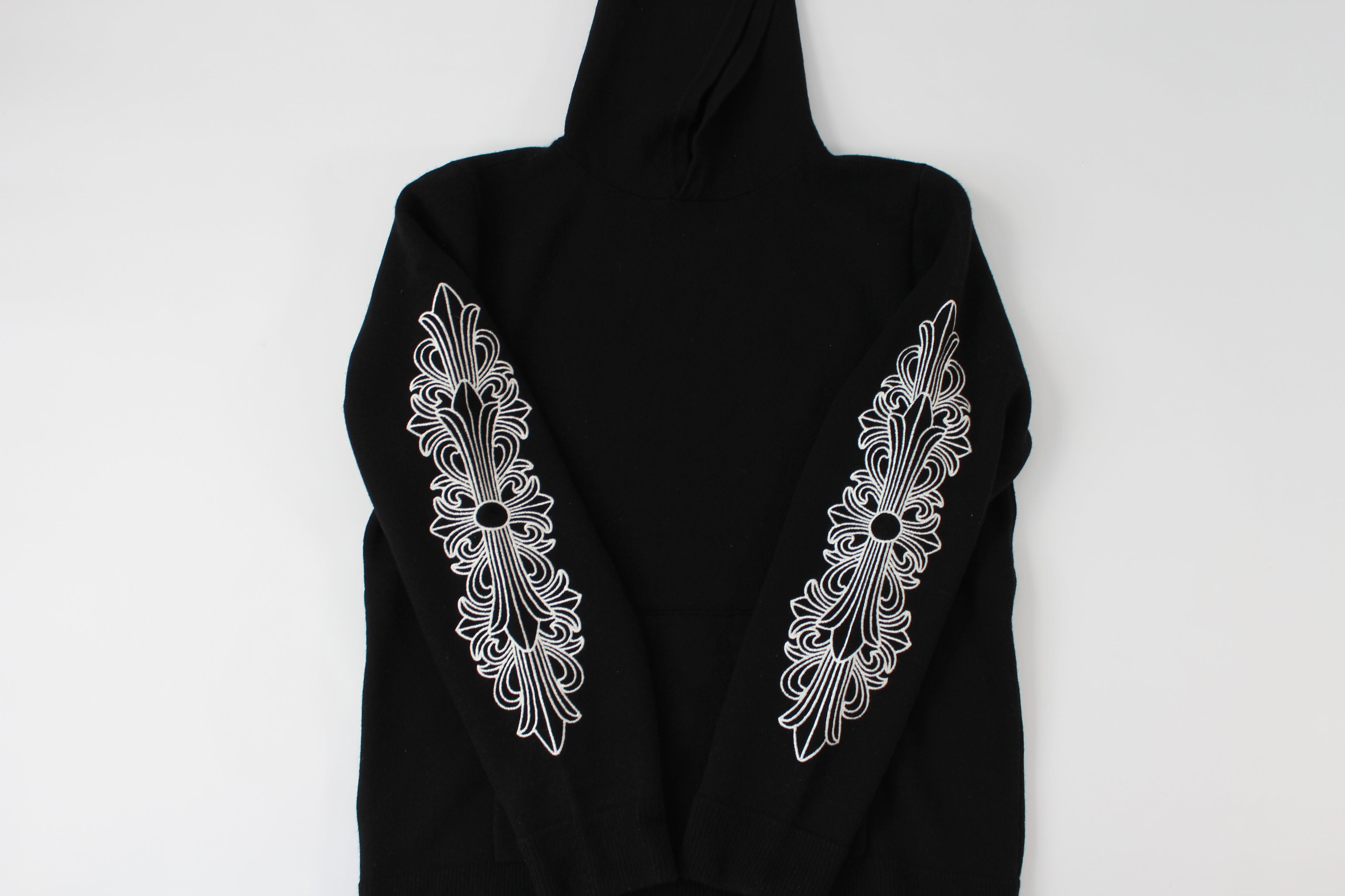 Chrome Hearts Cashmere Embroidered Floral Sleeve Hoodie
