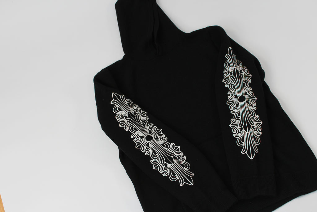 Chrome Hearts Cashmere Embroidered Floral Sleeve Hoodie