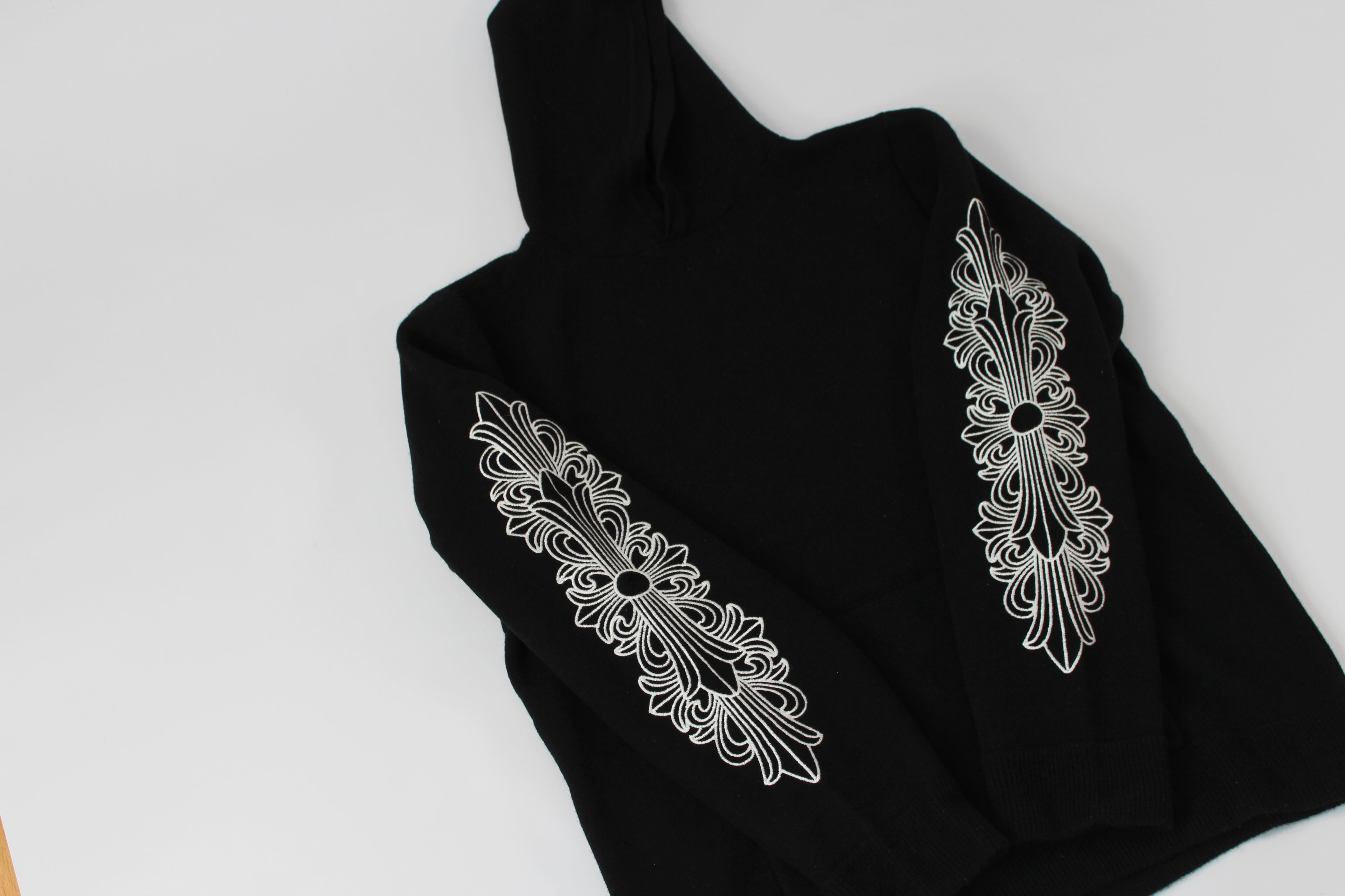 Chrome Hearts Cashmere Embroidered Floral Sleeve Hoodie