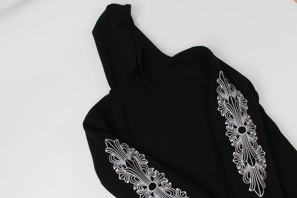 Chrome Hearts Cashmere Embroidered Floral Sleeve Hoodie