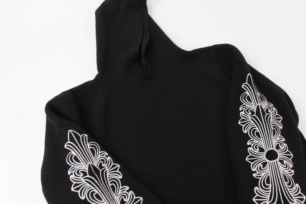 Chrome Hearts Cashmere Embroidered Floral Sleeve Hoodie