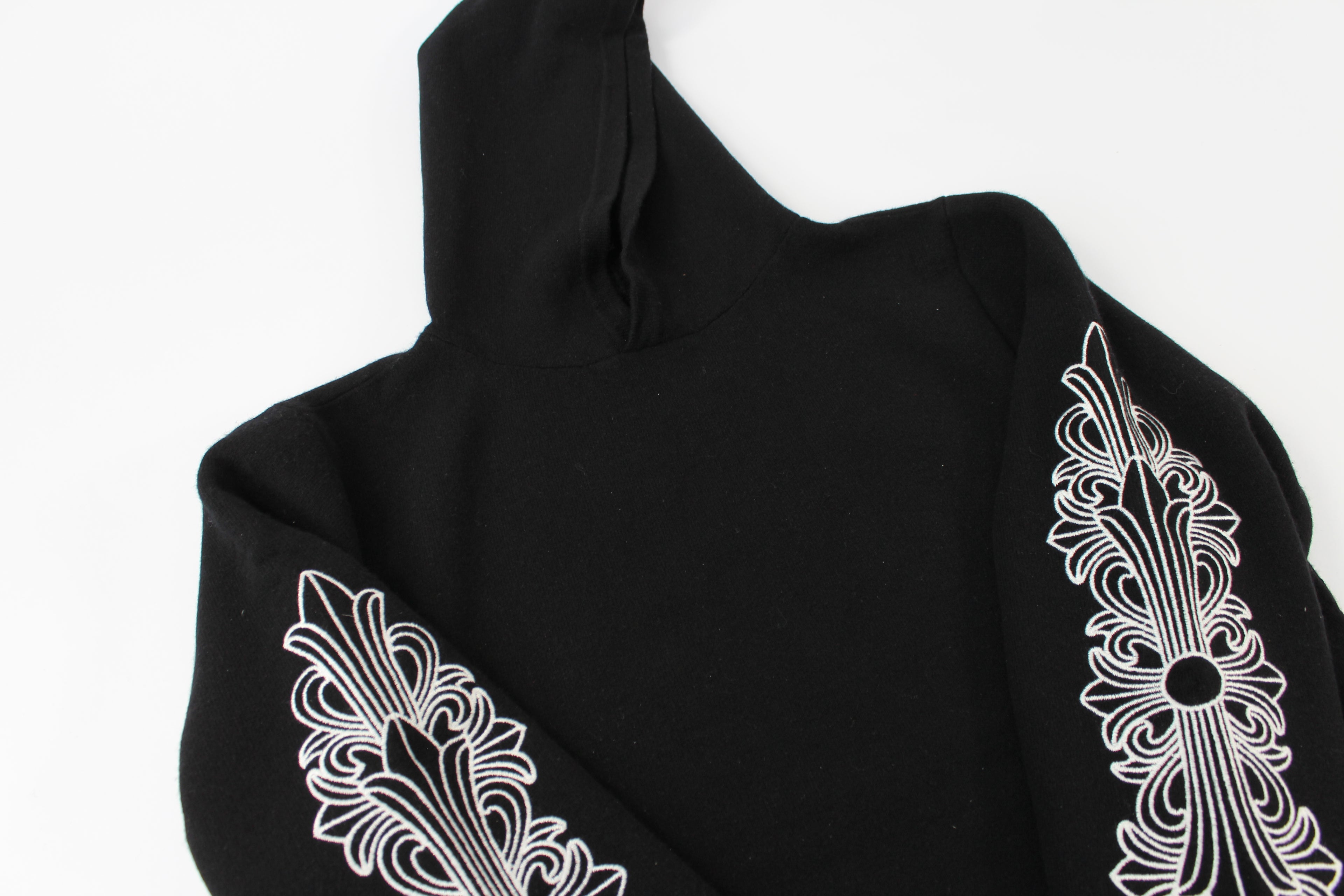 Chrome Hearts Cashmere Embroidered Floral Sleeve Hoodie