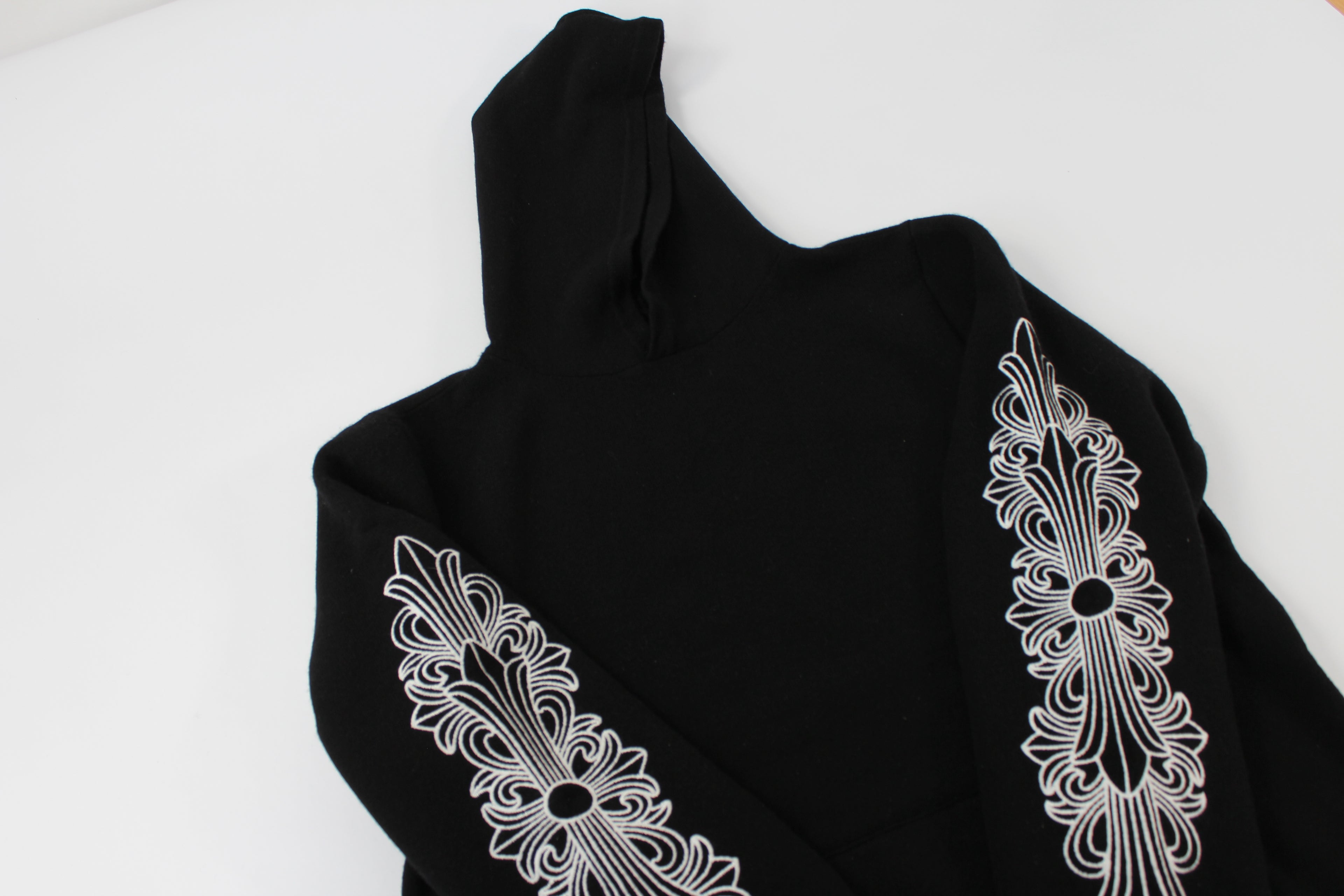 Chrome Hearts Cashmere Embroidered Floral Sleeve Hoodie