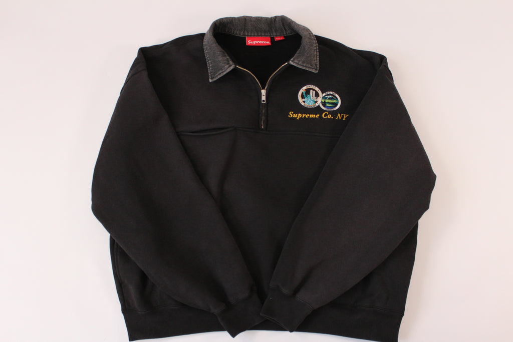 Supreme Denim Collar Half Zip Sweatshirt