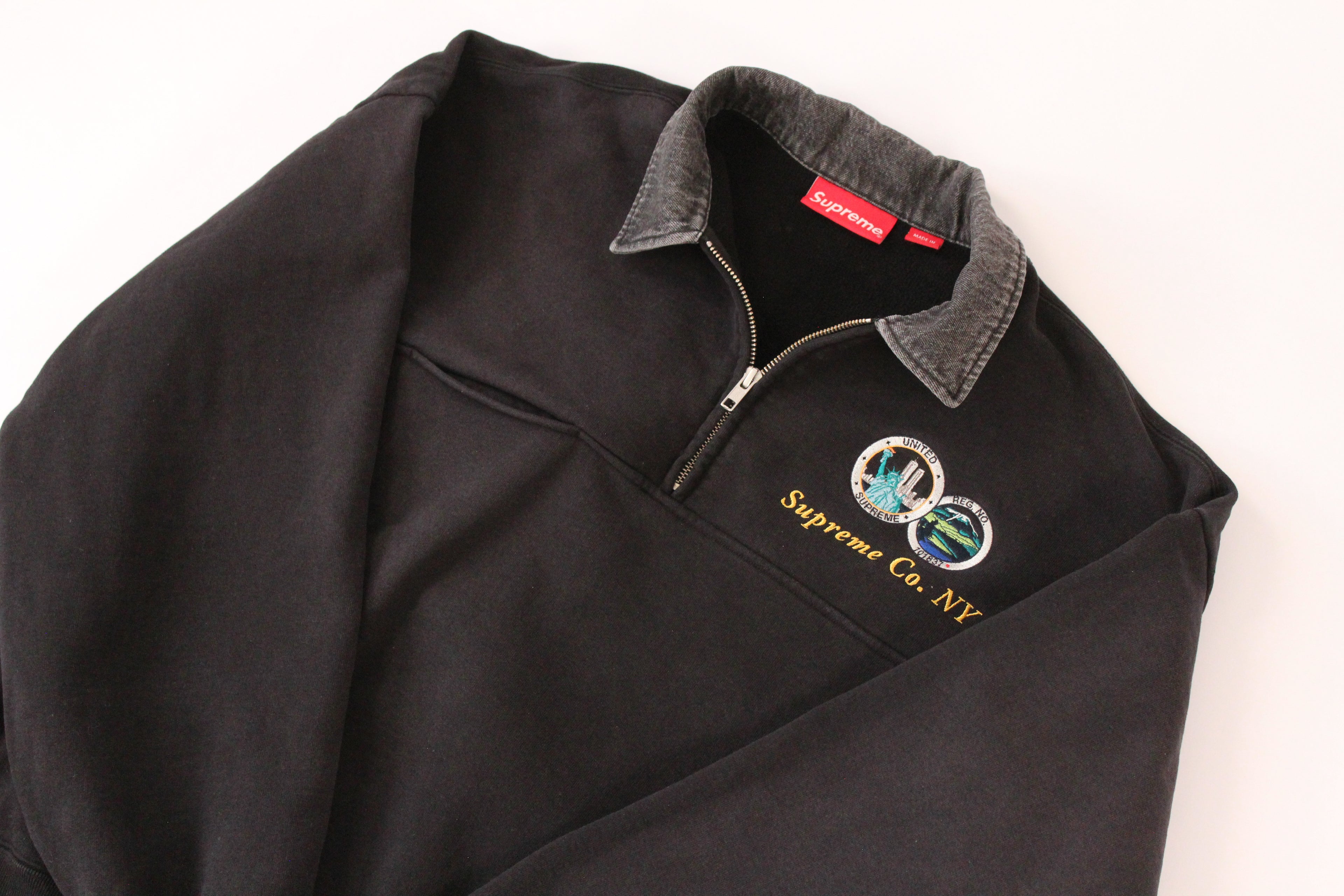 Supreme Denim Collar Half Zip Sweatshirt