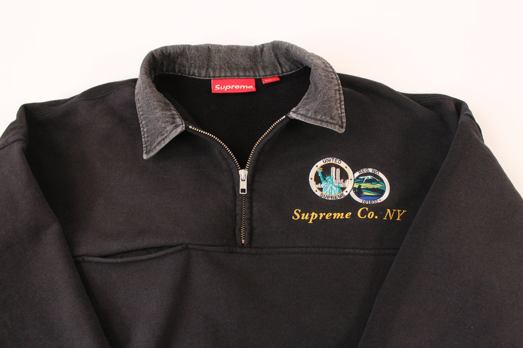 Supreme Denim Collar Half Zip Sweatshirt