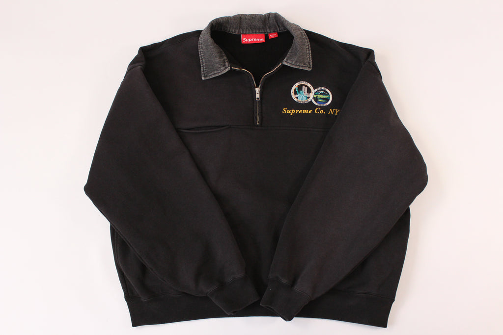 Supreme Denim Collar Half Zip Sweatshirt