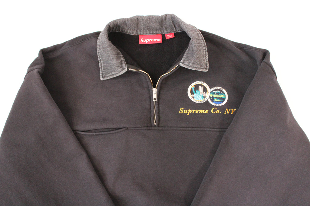 Supreme Denim Collar Half Zip Sweatshirt