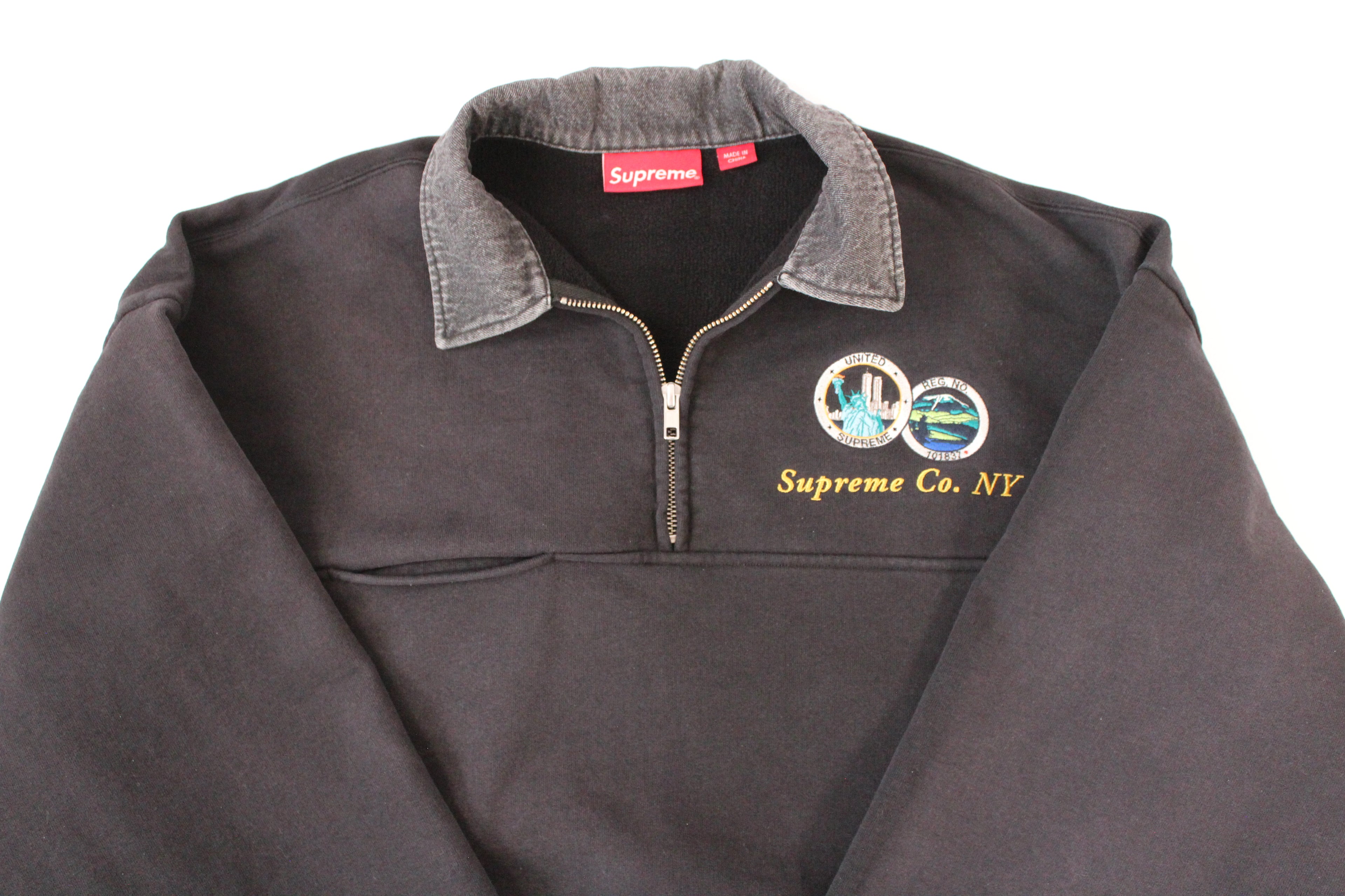 Supreme Denim Collar Half Zip Sweatshirt