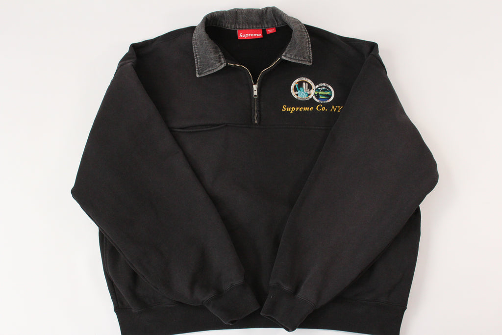 Supreme Denim Collar Half Zip Sweatshirt