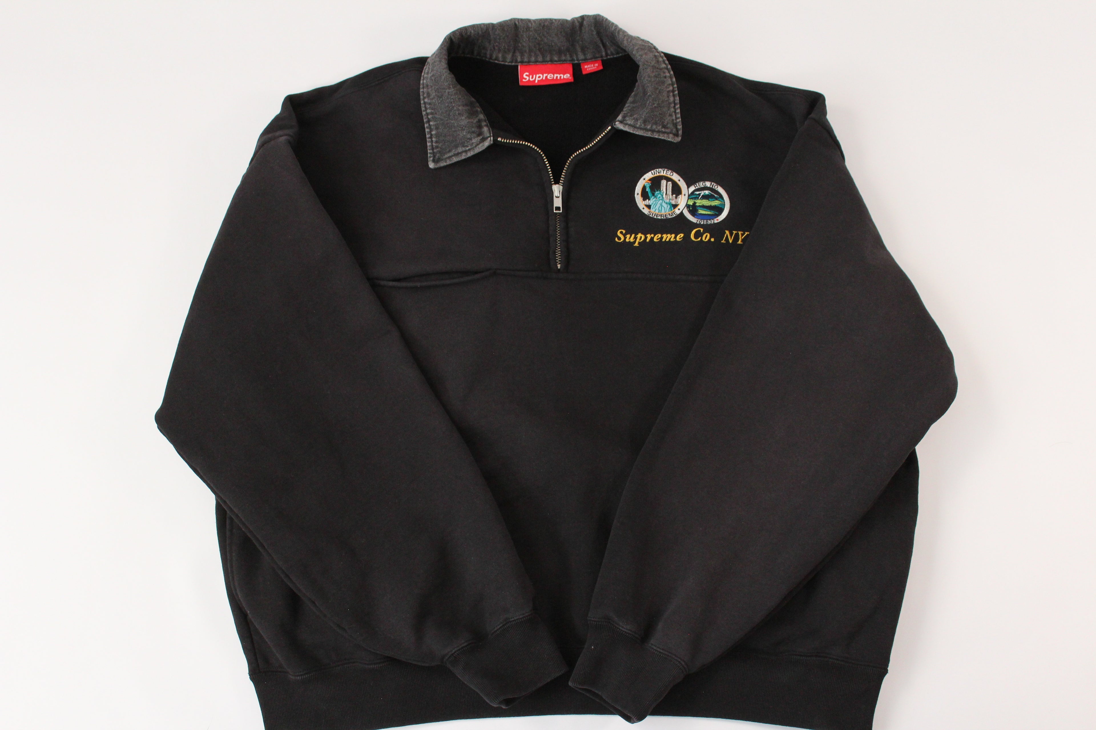 Supreme Denim Collar Half Zip Sweatshirt