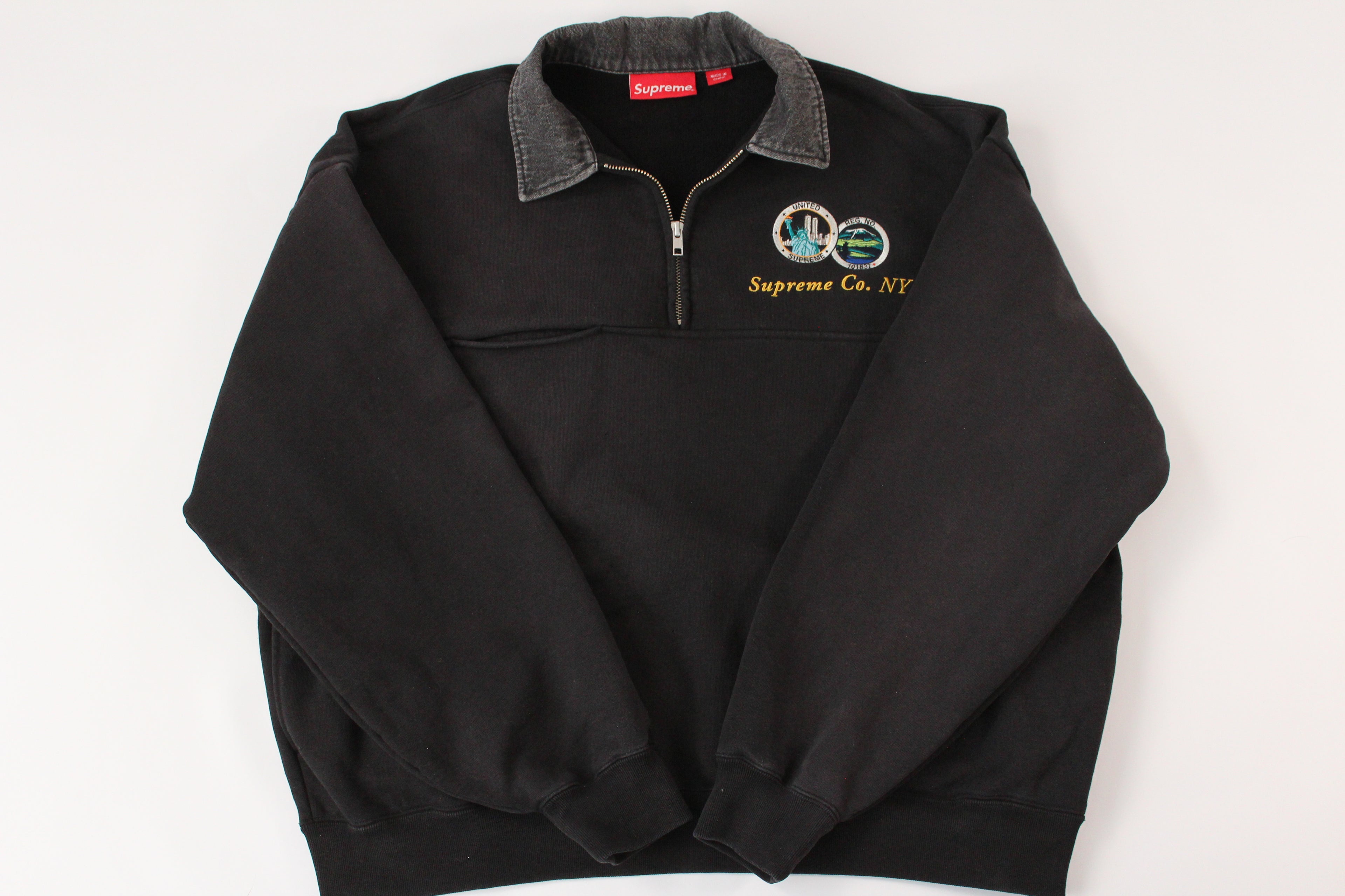 Supreme Denim Collar Half Zip Sweatshirt