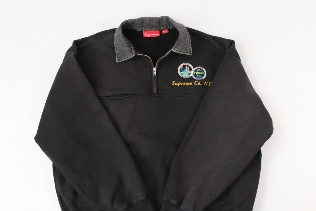 Supreme Denim Collar Half Zip Sweatshirt