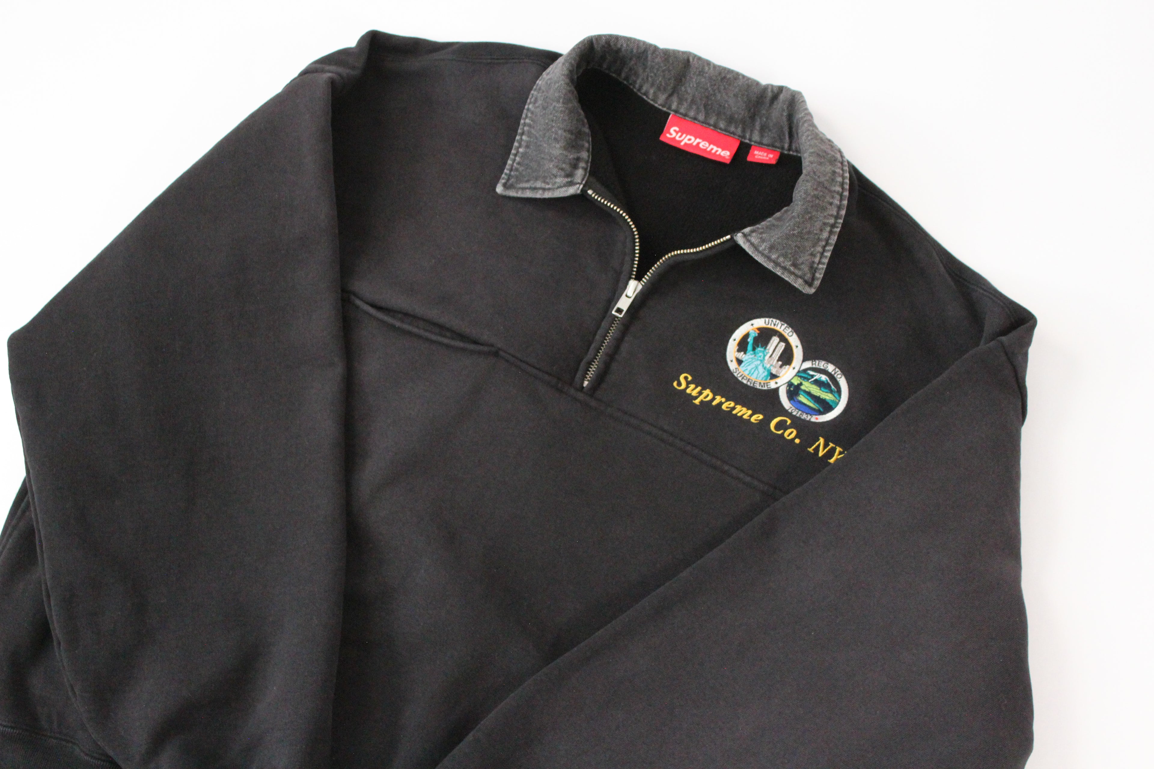 Supreme Denim Collar Half Zip Sweatshirt