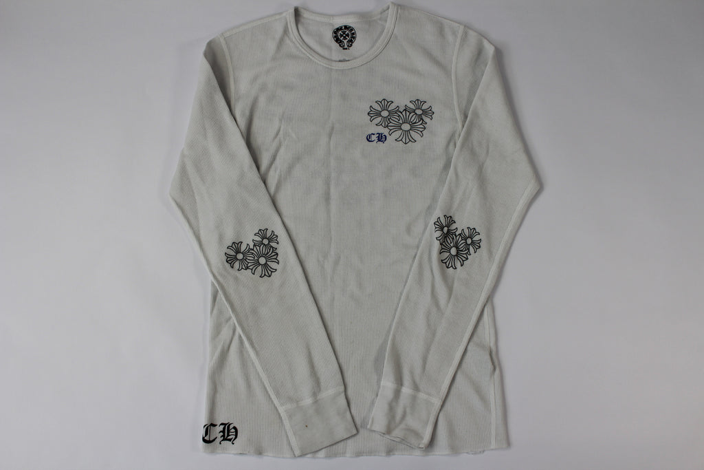 Chrome Hearts White Cemetery Cross Back Print Long Sleeve T-Shirt