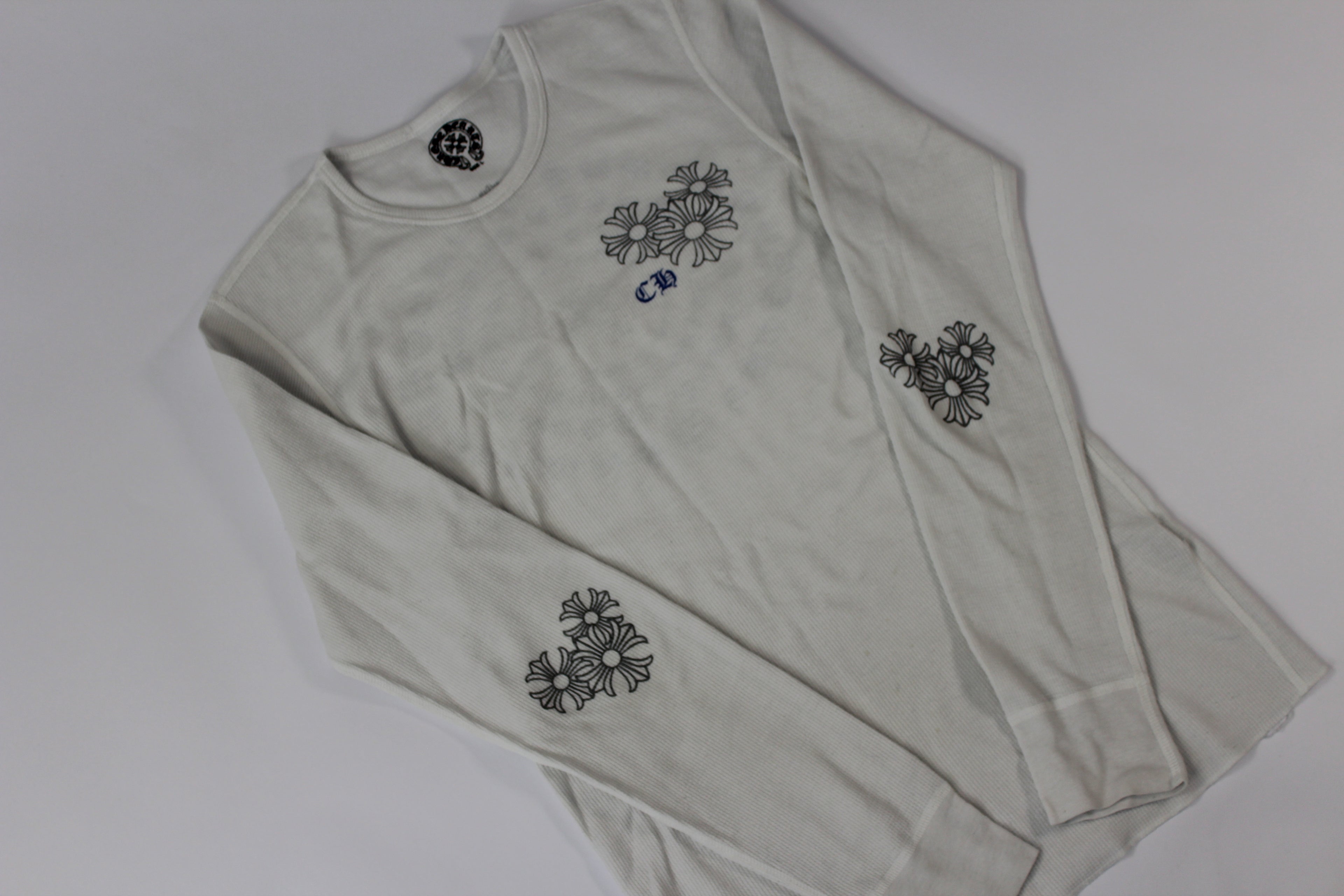 Chrome Hearts White Cemetery Cross Back Print Long Sleeve T-Shirt