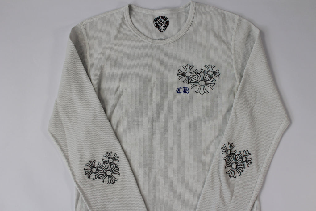 Chrome Hearts White Cemetery Cross Back Print Long Sleeve T-Shirt