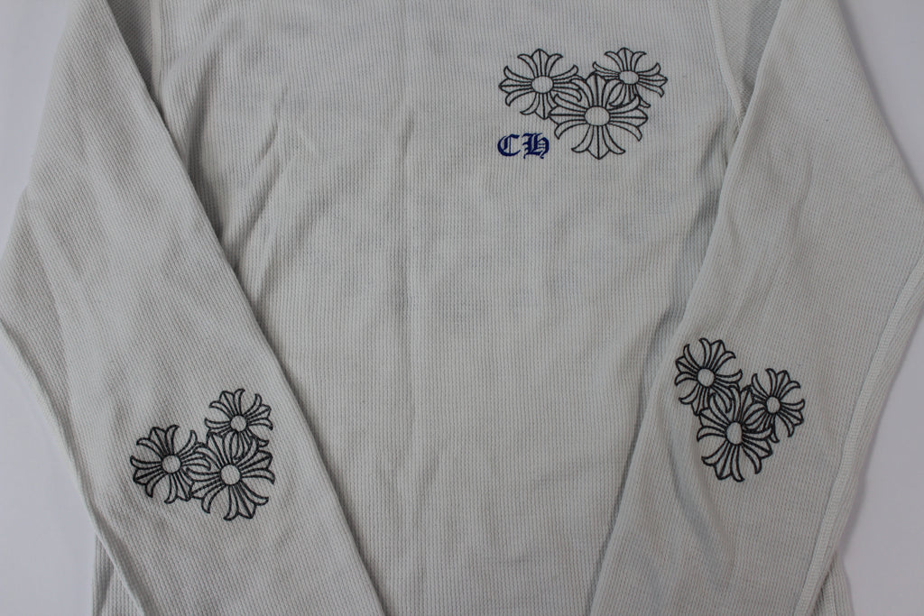 Chrome Hearts White Cemetery Cross Back Print Long Sleeve T-Shirt