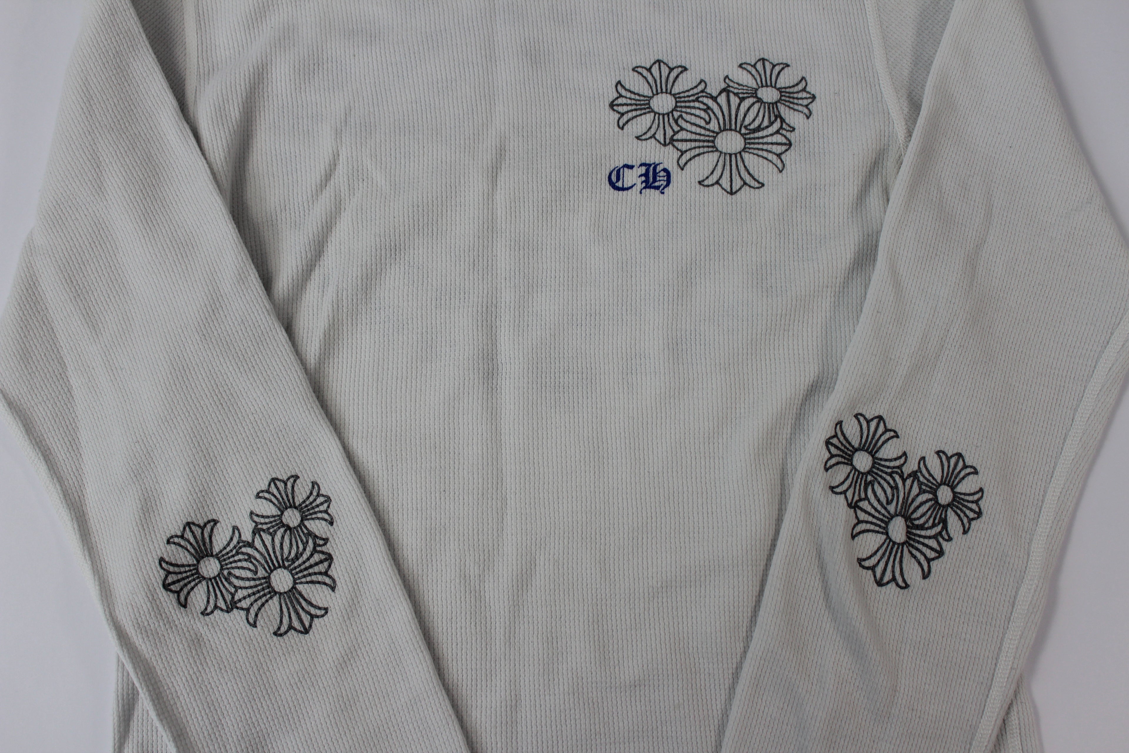 Chrome Hearts White Cemetery Cross Back Print Long Sleeve T-Shirt