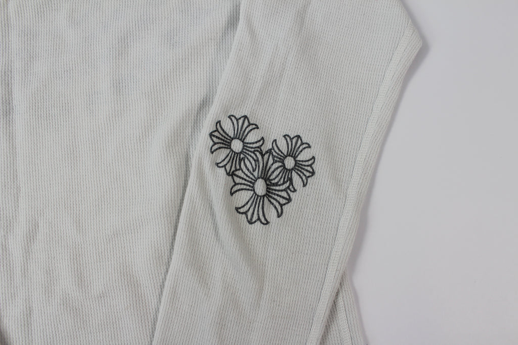 Chrome Hearts White Cemetery Cross Back Print Long Sleeve T-Shirt