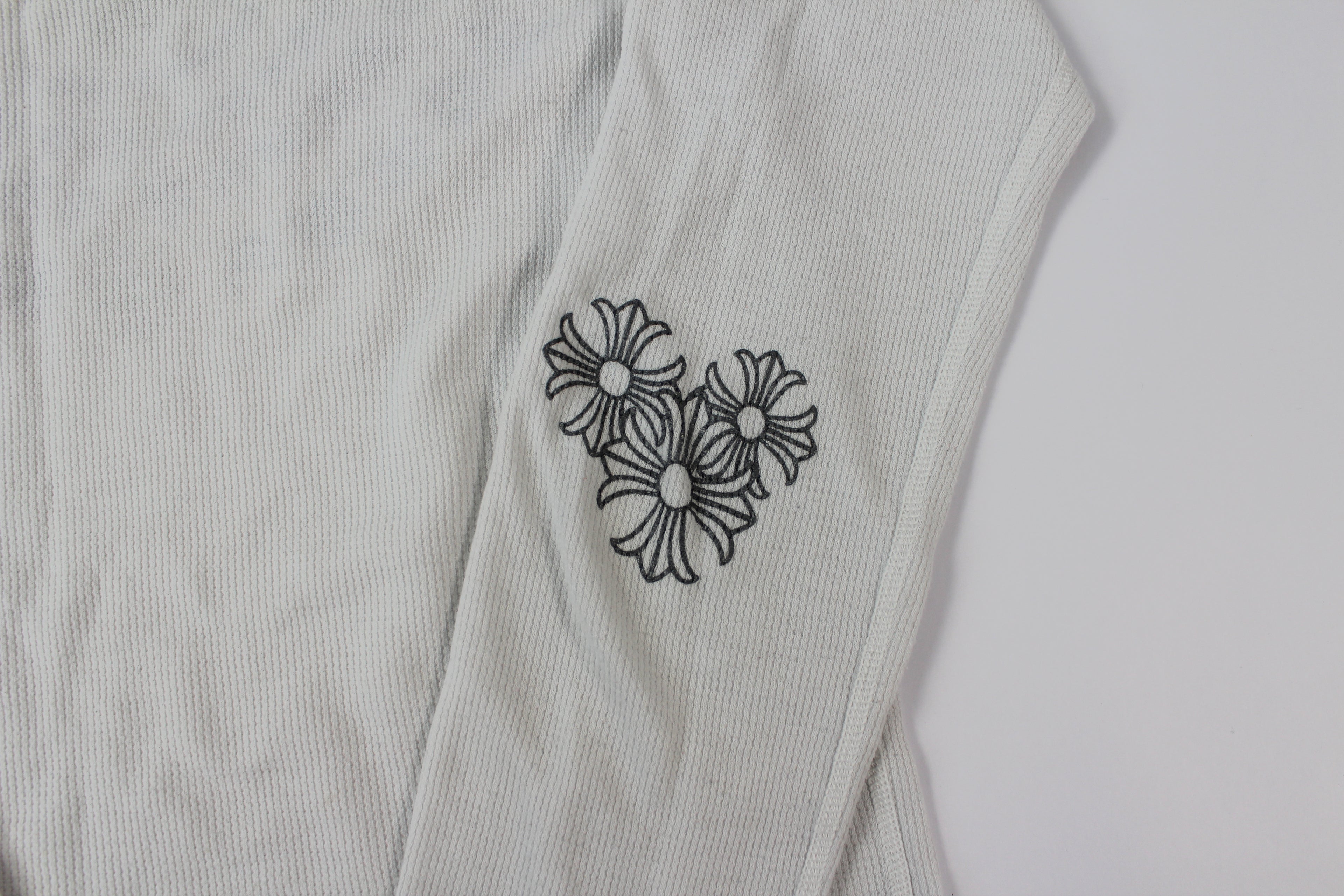 Chrome Hearts White Cemetery Cross Back Print Long Sleeve T-Shirt