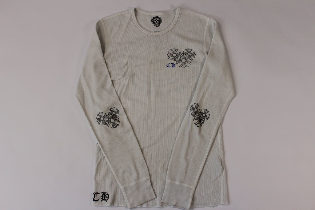Chrome Hearts White Cemetery Cross Back Print Long Sleeve T-Shirt