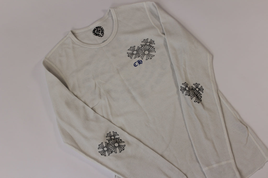Chrome Hearts White Cemetery Cross Back Print Long Sleeve T-Shirt
