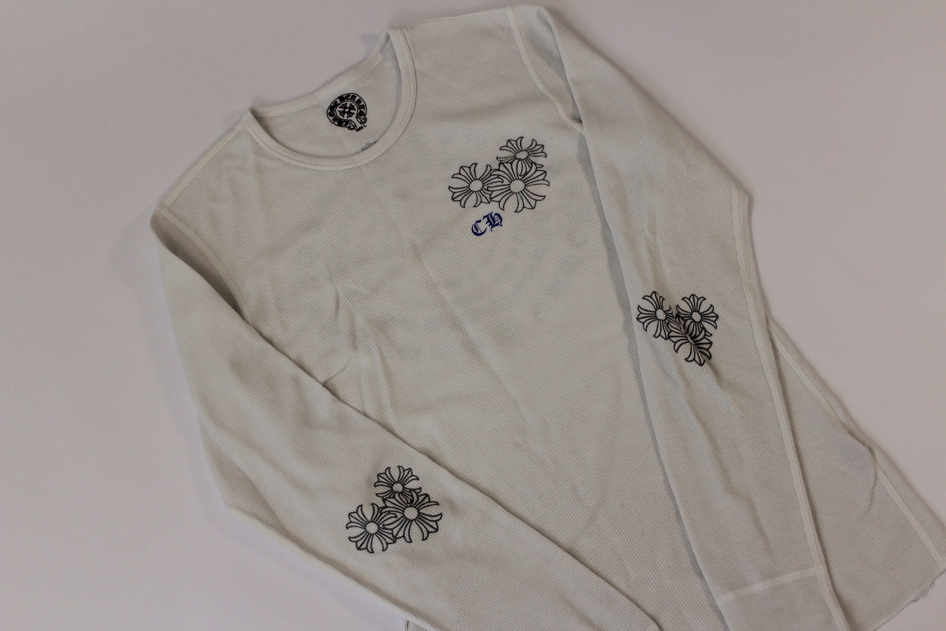 Chrome Hearts White Cemetery Cross Back Print Long Sleeve T-Shirt