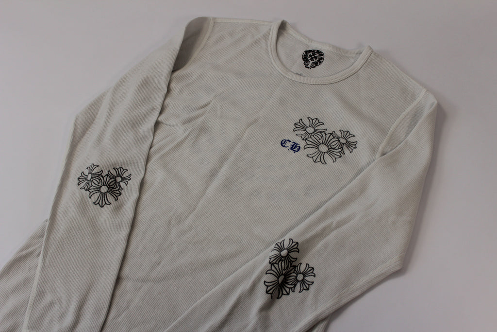 Chrome Hearts White Cemetery Cross Back Print Long Sleeve T-Shirt