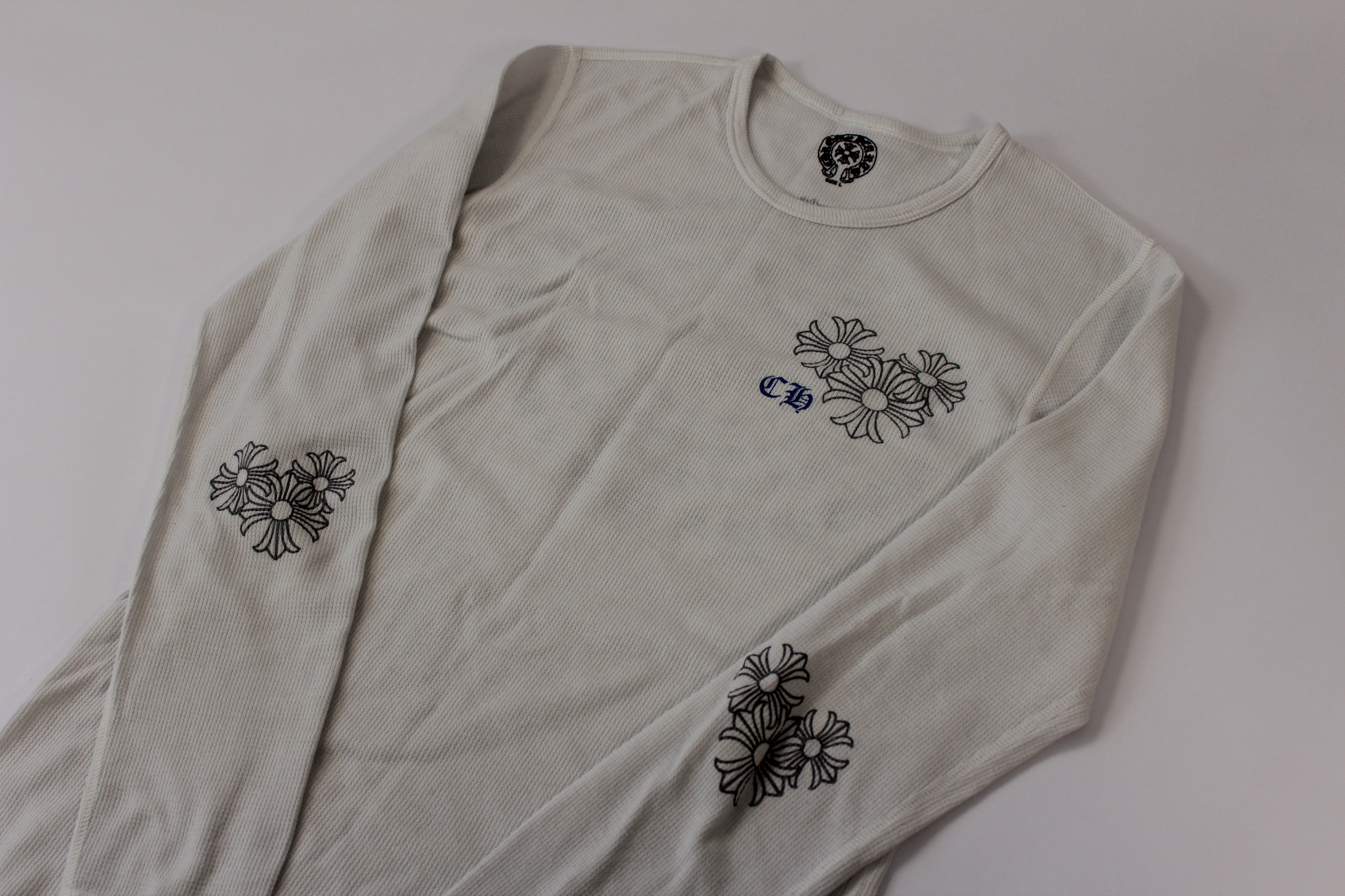 Chrome Hearts White Cemetery Cross Back Print Long Sleeve T-Shirt