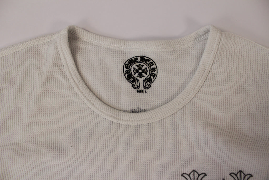 Chrome Hearts White Cemetery Cross Back Print Long Sleeve T-Shirt