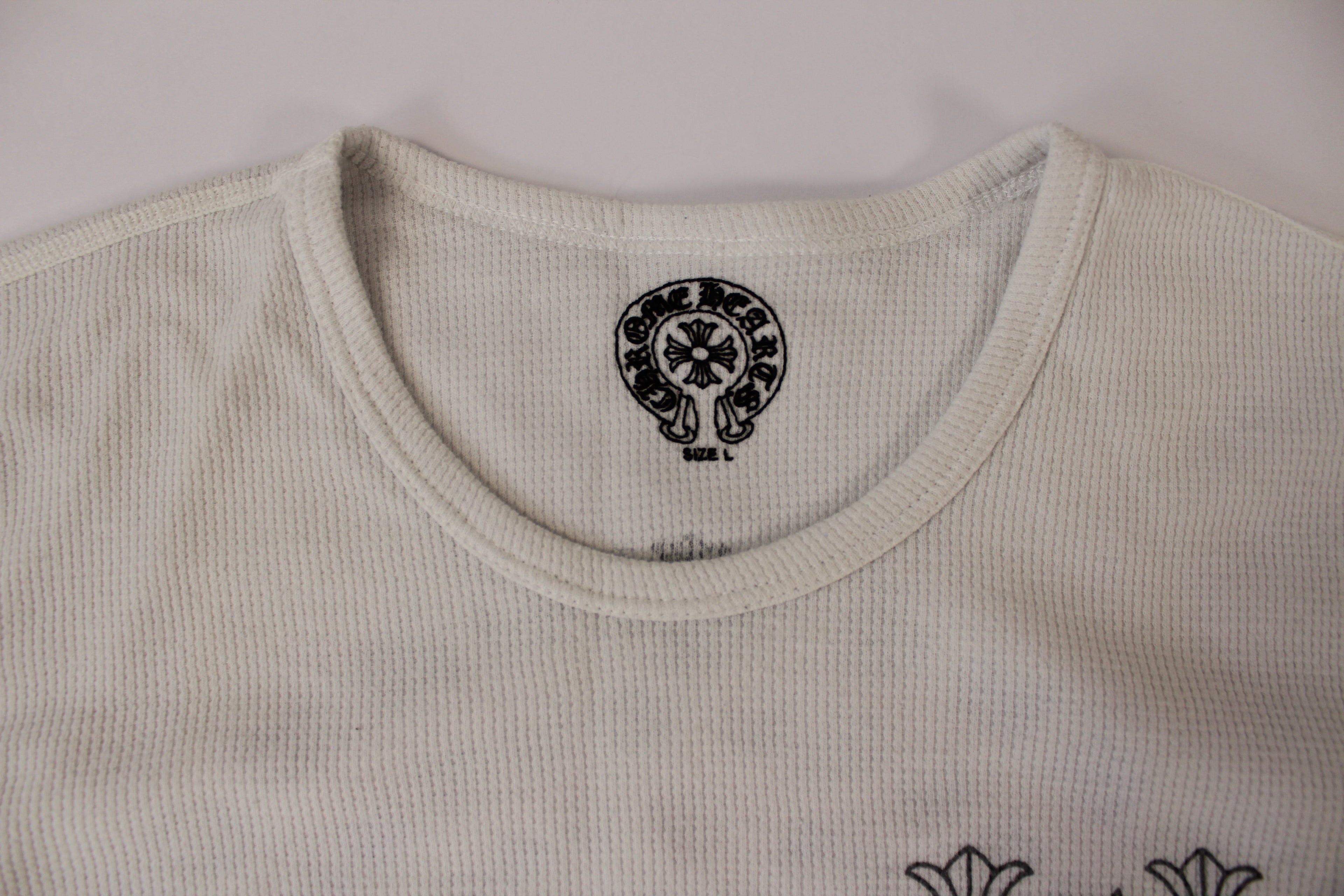 Chrome Hearts White Cemetery Cross Back Print Long Sleeve T-Shirt
