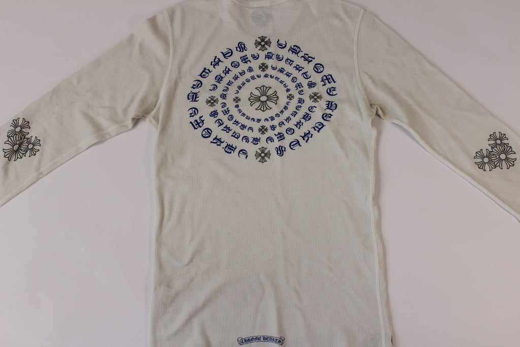 Chrome Hearts White Cemetery Cross Back Print Long Sleeve T-Shirt