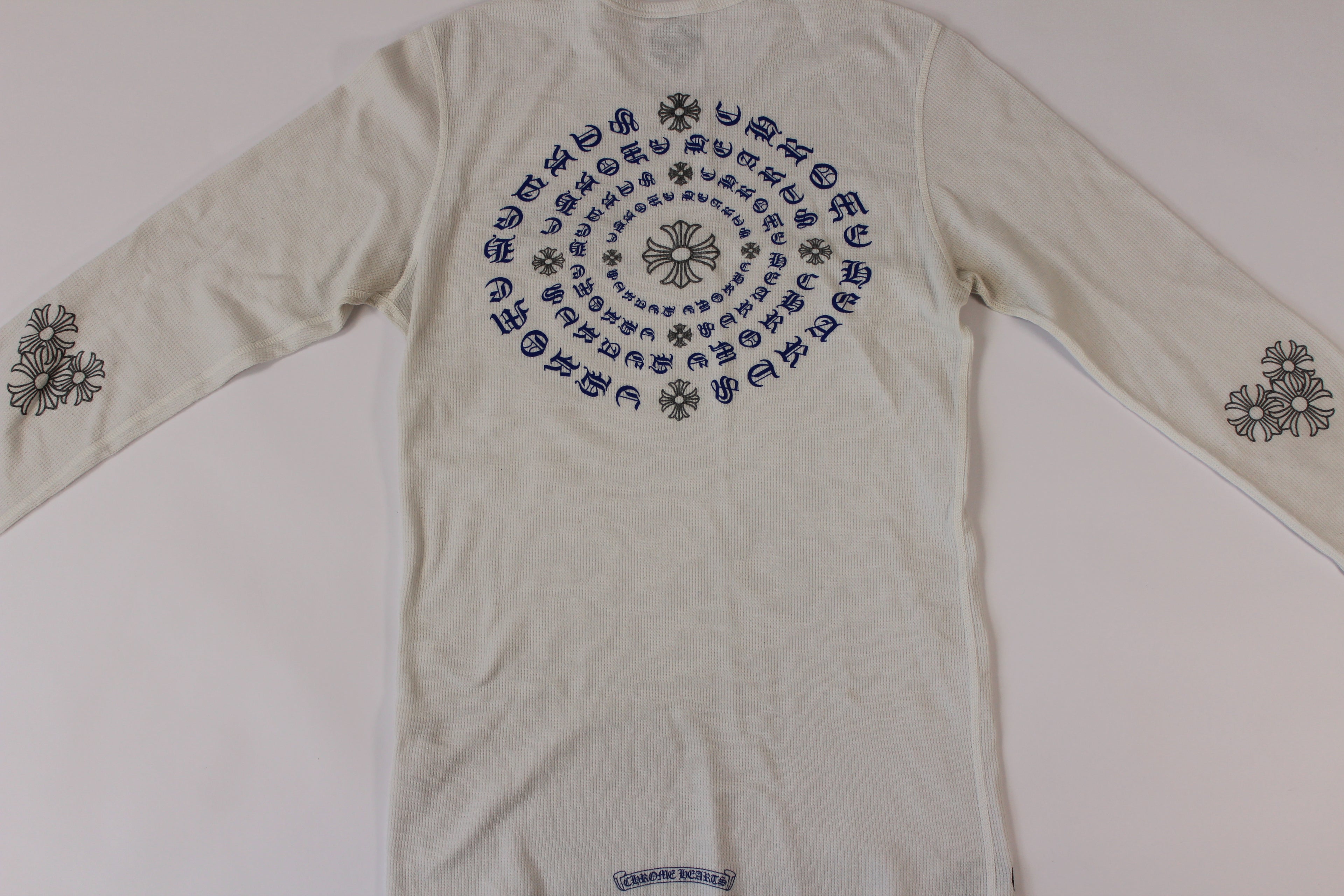 Chrome Hearts White Cemetery Cross Back Print Long Sleeve T-Shirt