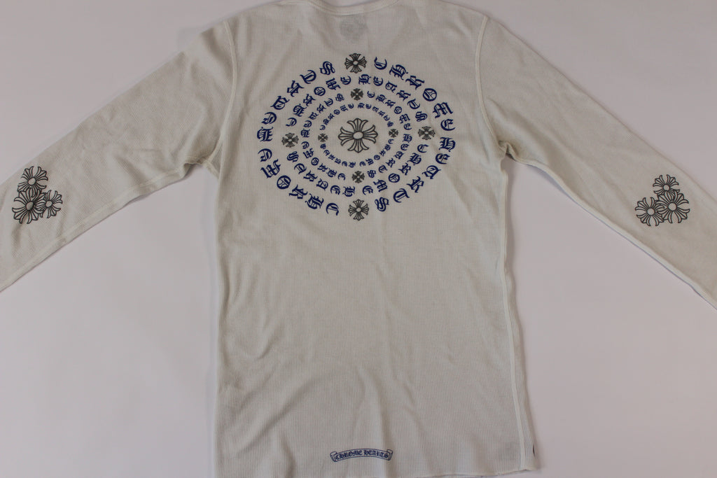 Chrome Hearts White Cemetery Cross Back Print Long Sleeve T-Shirt