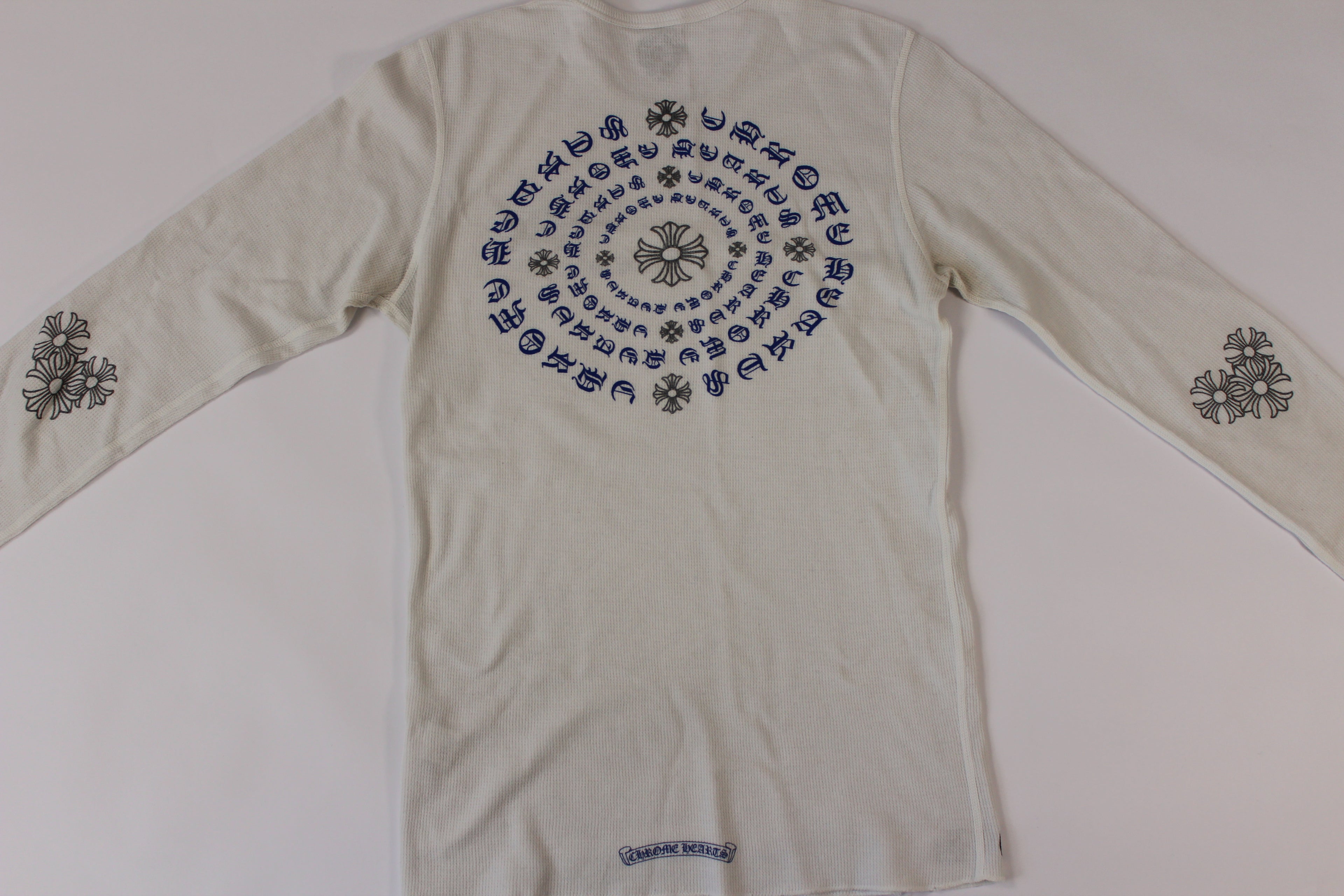 Chrome Hearts White Cemetery Cross Back Print Long Sleeve T-Shirt